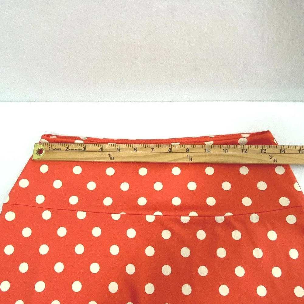 Louie Lucie Skirt Women S Orange Coral Creme Polka Dot A-Line Retro Rockabilly - Picture 6 of 9
